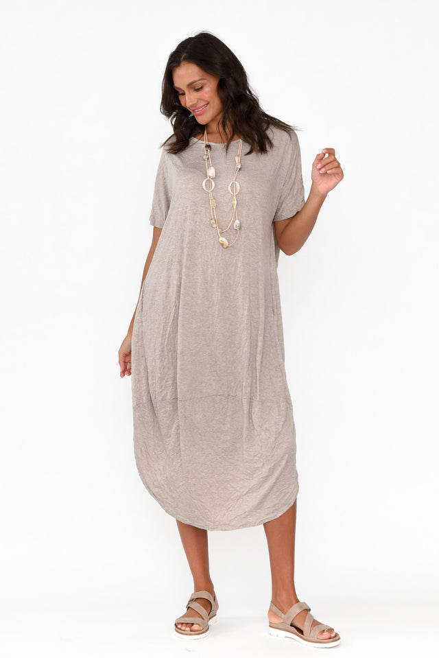 Clemmie Oat Crinkle Cotton Dress