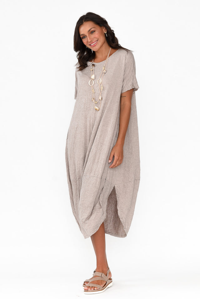 Clemmie Oat Crinkle Cotton Dress