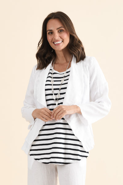 Clifford White Linen Frayed Jacket