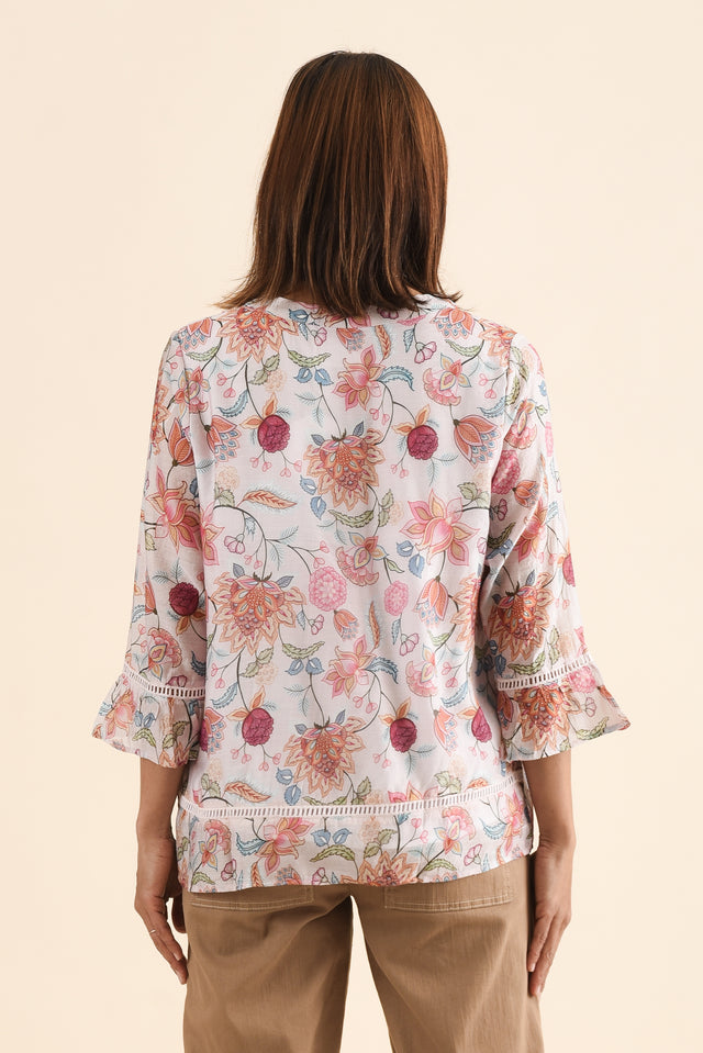 Coleman Pink Blossom Button Top,Back,Brunette model,alt text|model:Cara image 4
