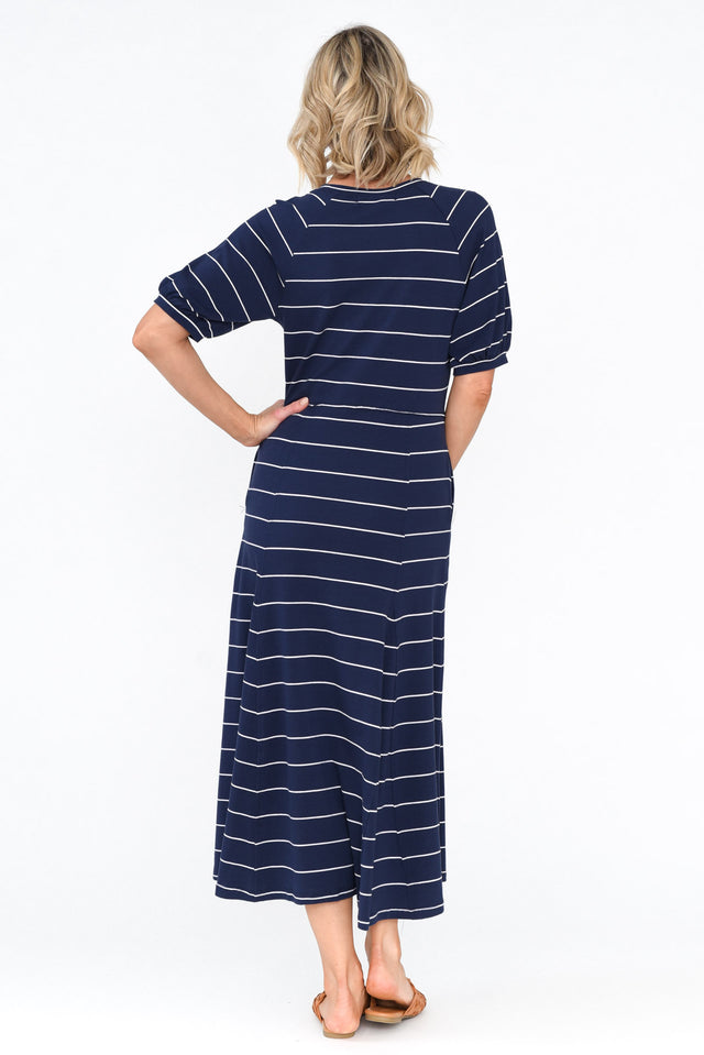 Colorado Navy Pinstripe Cotton Maxi Dress