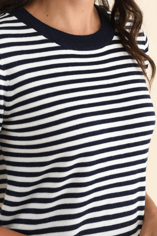 Colorado Navy Stripe Knit Top,Brunette model,alt text|model:Brontie image 6