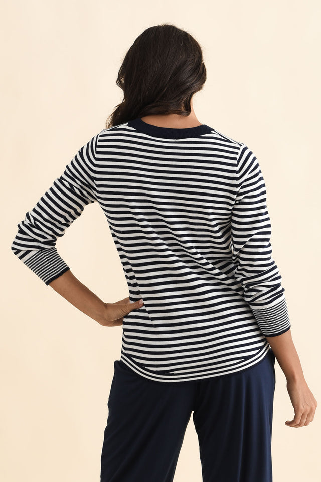 Colorado Navy Stripe Knit Top,Brunette model,alt text|model:Brontie image 5