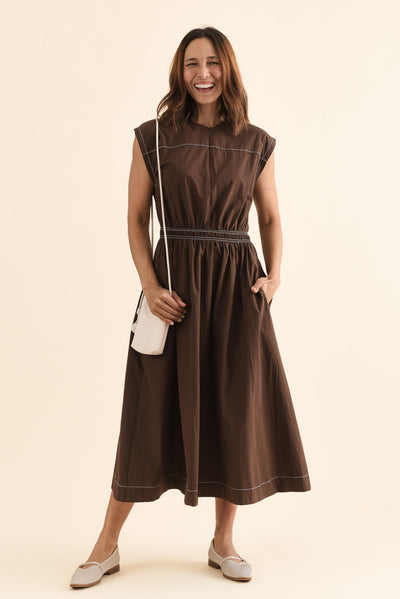 Cooper Chocolate Cotton Pocket Dress
