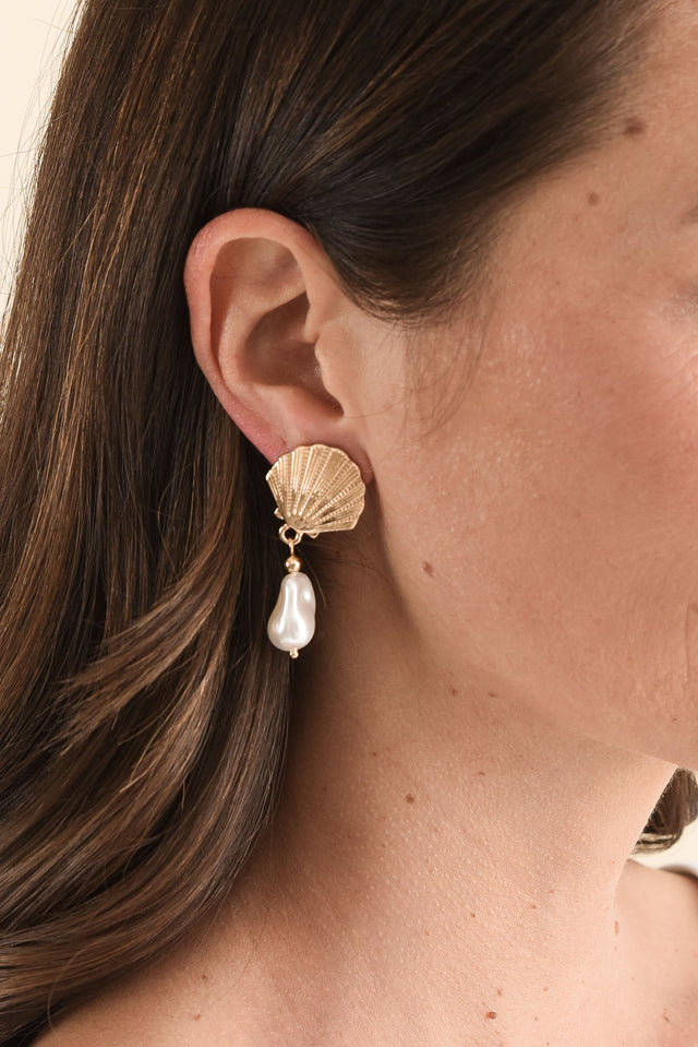 Cooper Gold Pearl Drop Earrings