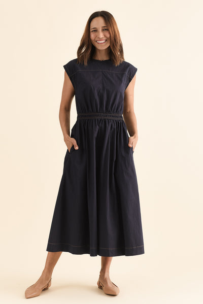 Cooper Navy Cotton Pocket Dress
