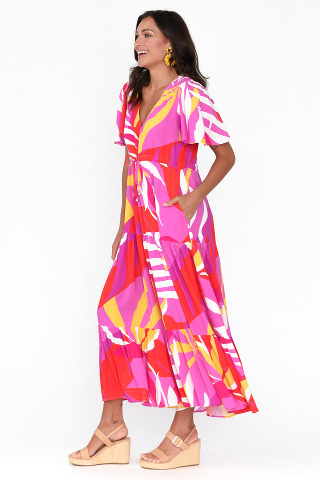 Cooper Pink Tropical Tier Dress