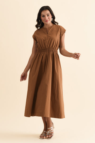 Cooper Mocha Cotton Pocket Dress