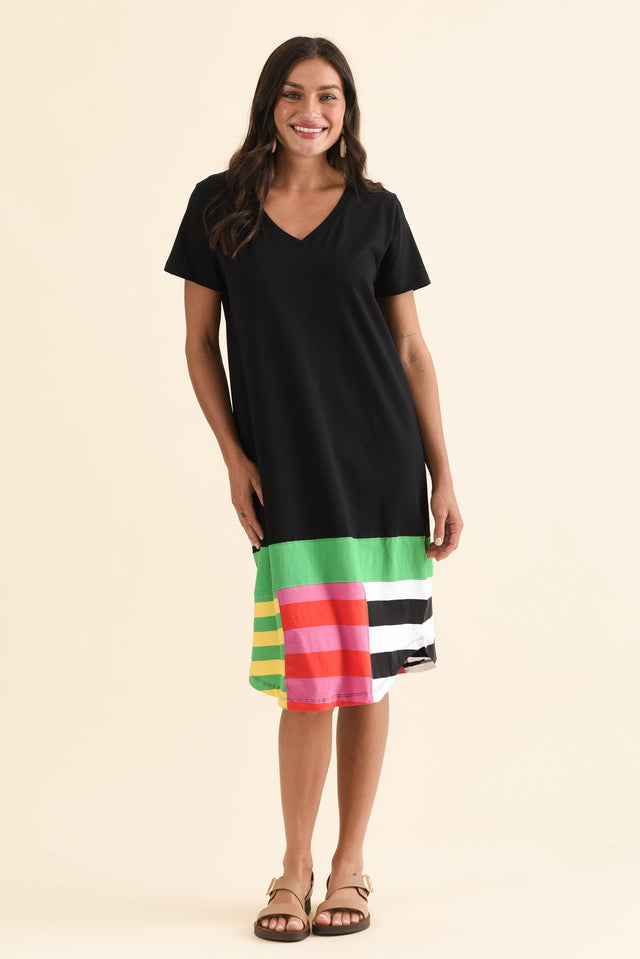 Copacabana Black Tonal Cotton Dress,Full Body,Brunette model,alt text|model:Brontie image 2