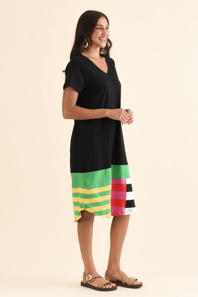 Copacabana Black Tonal Cotton Dress,Side,Brunette model,alt text|model:Brontie image 3