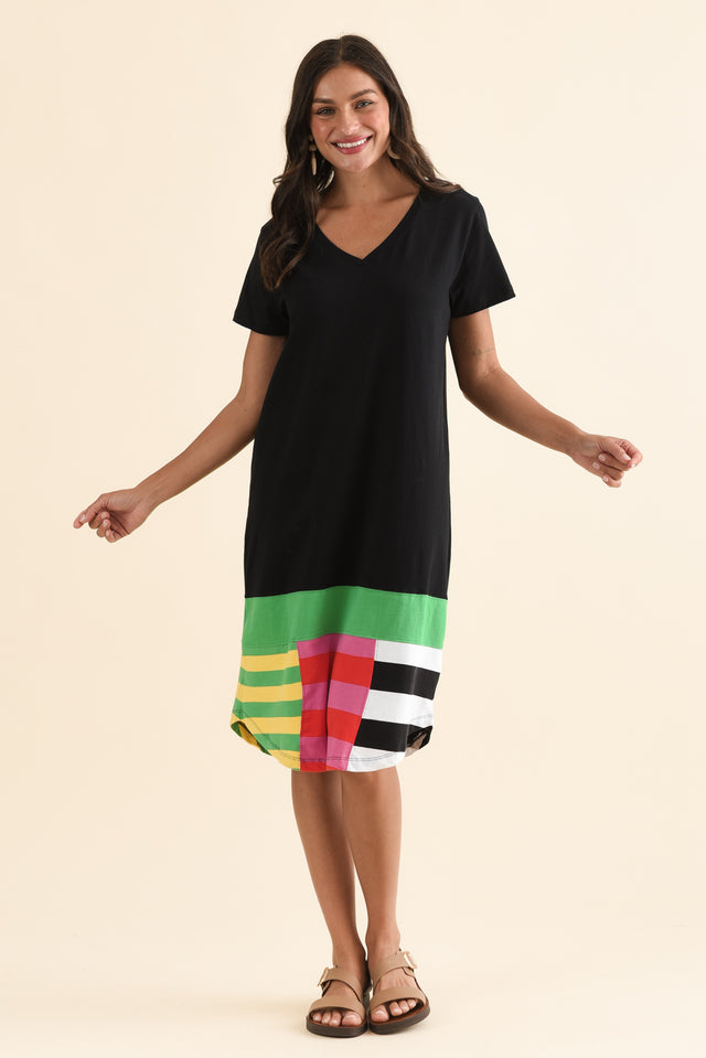 Copacabana Black Tonal Cotton Dress,Full Body,Brunette model,alt text|model:Brontie image 6