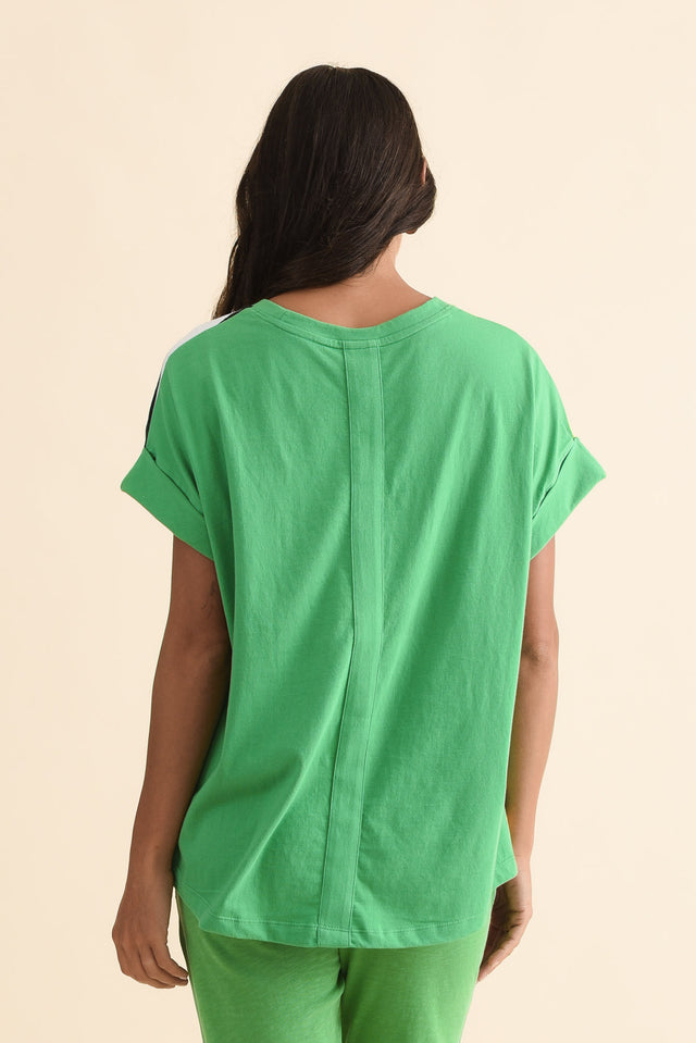 Copacabana Multi Stripe Cotton Tee,Back,Brunette model,alt text|model:Brontie image 4