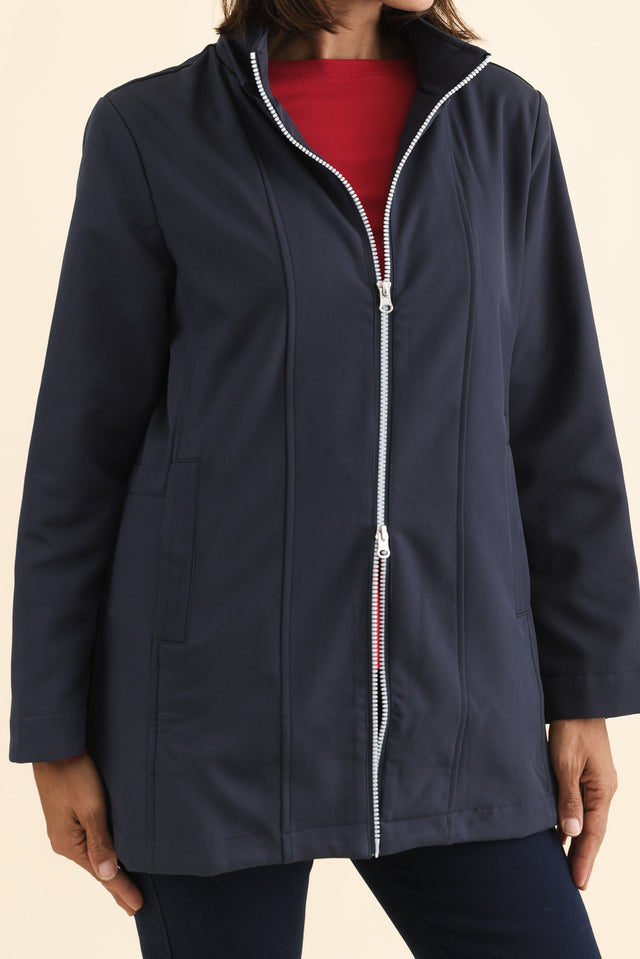 Cora Navy Zip Jacket,Brunette model,alt text|model:Cara image 6