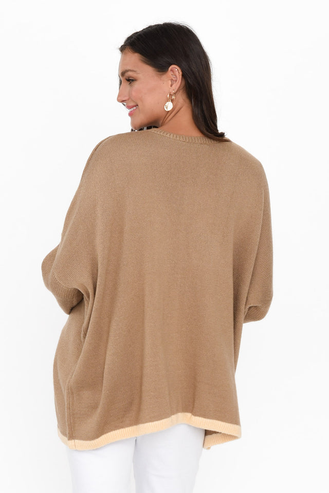 Coralie Taupe Contrast Knit Jumper image 6