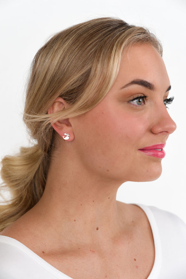 Cori Silver Whale Stud Earrings image 2