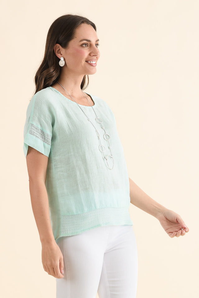 Corinna Sage Linen Top,Side,Brunette model,alt text|model:MJ image 3
