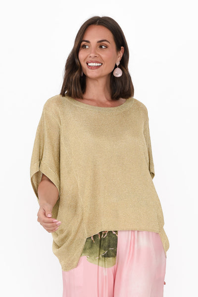 Corsica Gold Shimmer Cotton Knit Top