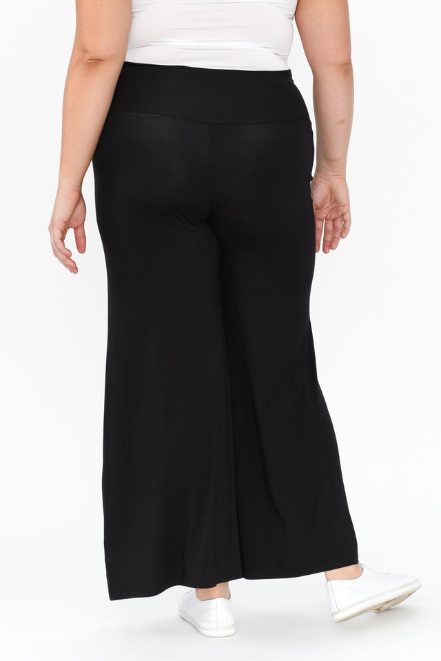 Cory Black Bamboo Wide Leg Pants,Brunette model,alt text|model:Gabby image 12