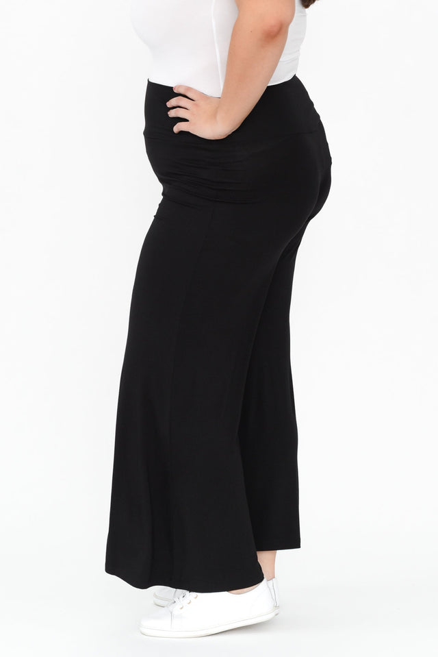 Cory Black Bamboo Wide Leg Pants,Brunette model,alt text|model:Gabby image 11