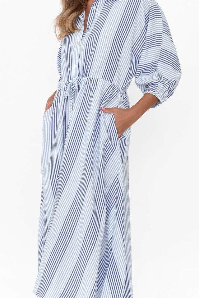 Craig Navy Stripe Seersucker Dress