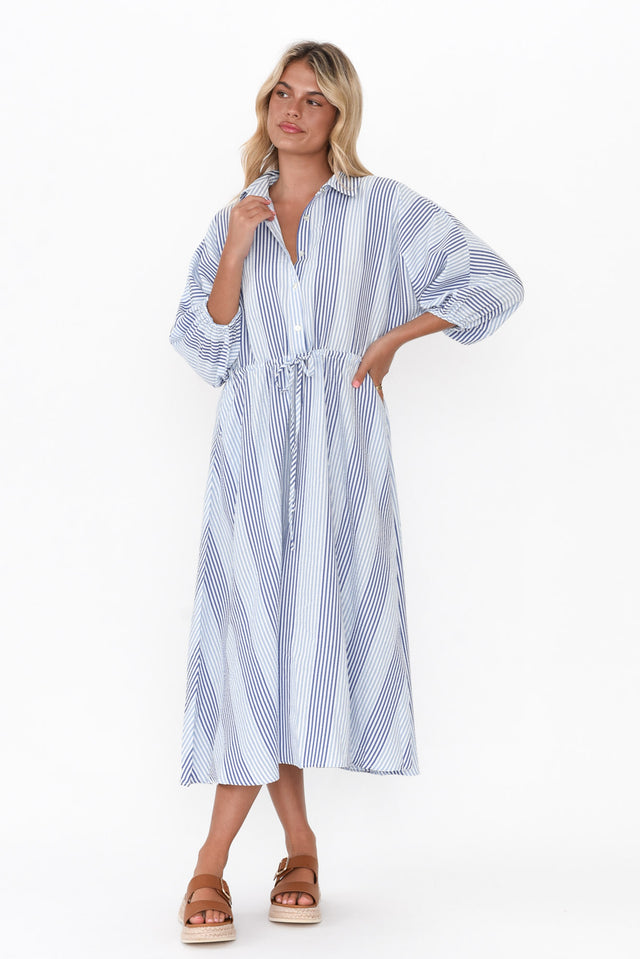 Craig Navy Stripe Seersucker Dress