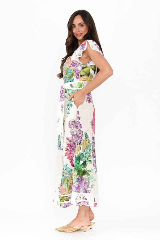 Cristina Wisteria Alba Linen Blend Dress,Brunette model,alt text|model:Elouise image 4
