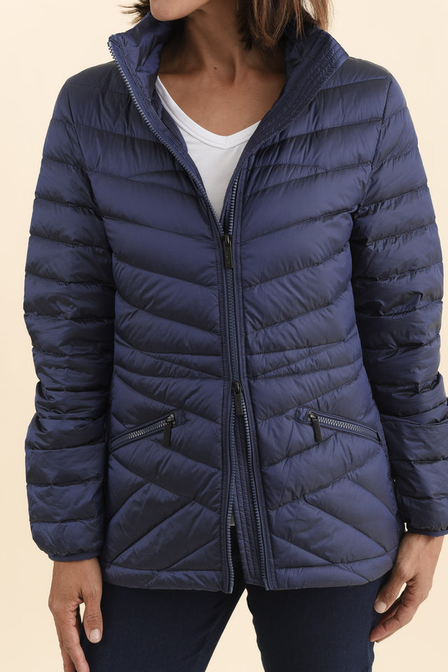 Cushla Navy Down Puffer Jacket,Brunette model,alt text|model:Cara image 6