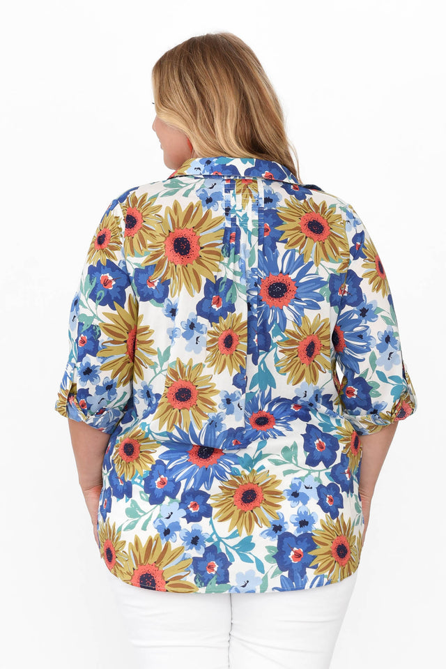 Cybelle Blue Bouquet Cotton Shirt