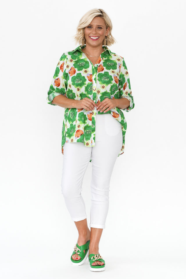 Cybelle Emerald Poppy Cotton Shirt image 4