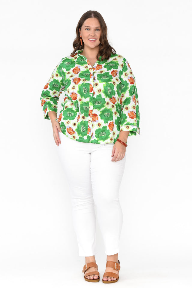 Cybelle Emerald Poppy Cotton Shirt image 8