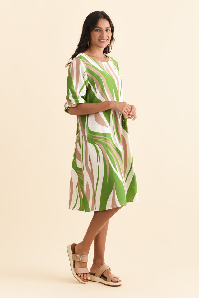 Cyrus Green Marble Cotton Blend Dress,Brunette model,alt text|model:Brontie image 4
