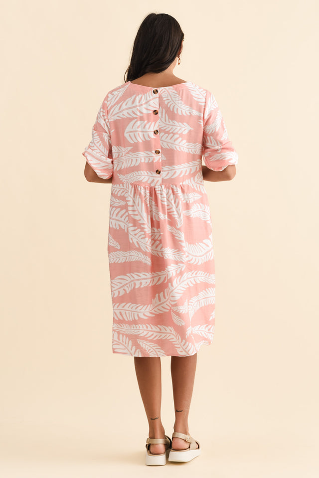 Cyrus Pink Fern Cotton Blend Dress,Brunette model,alt text|model:Brontie image 5