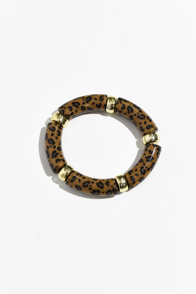 Dakota Brown Leopard Beaded Bracelet