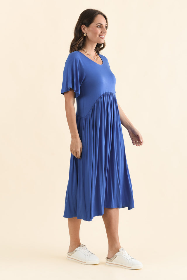 Dalton Cobalt Crescent Dress,Brunette model,alt text|model:MJ image 5