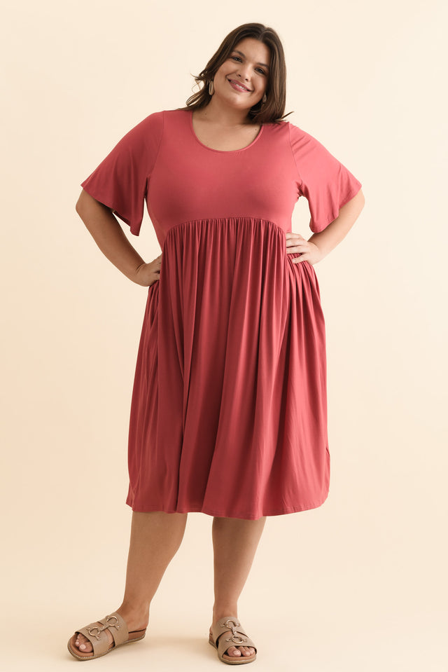 Dalton Rust Crescent Dress,Brunette model,alt text|model:Gabby image 10