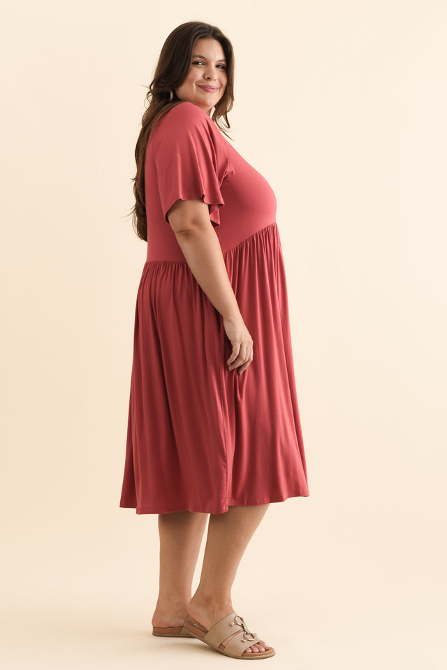 Dalton Rust Crescent Dress,Brunette model,alt text|model:Gabby image 11