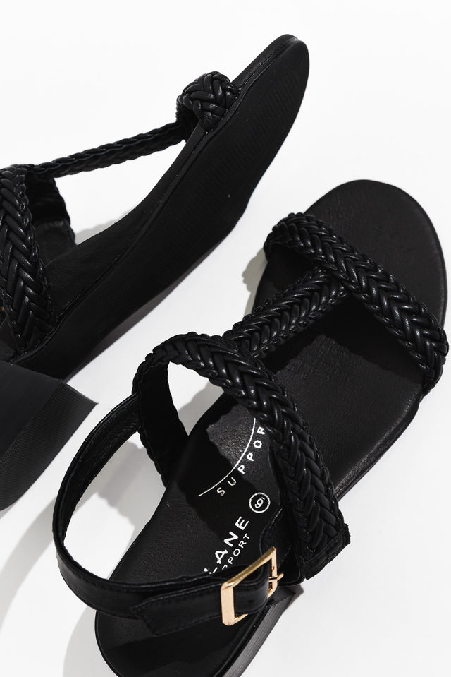 Damzel Black Leather Woven Sandal image 4