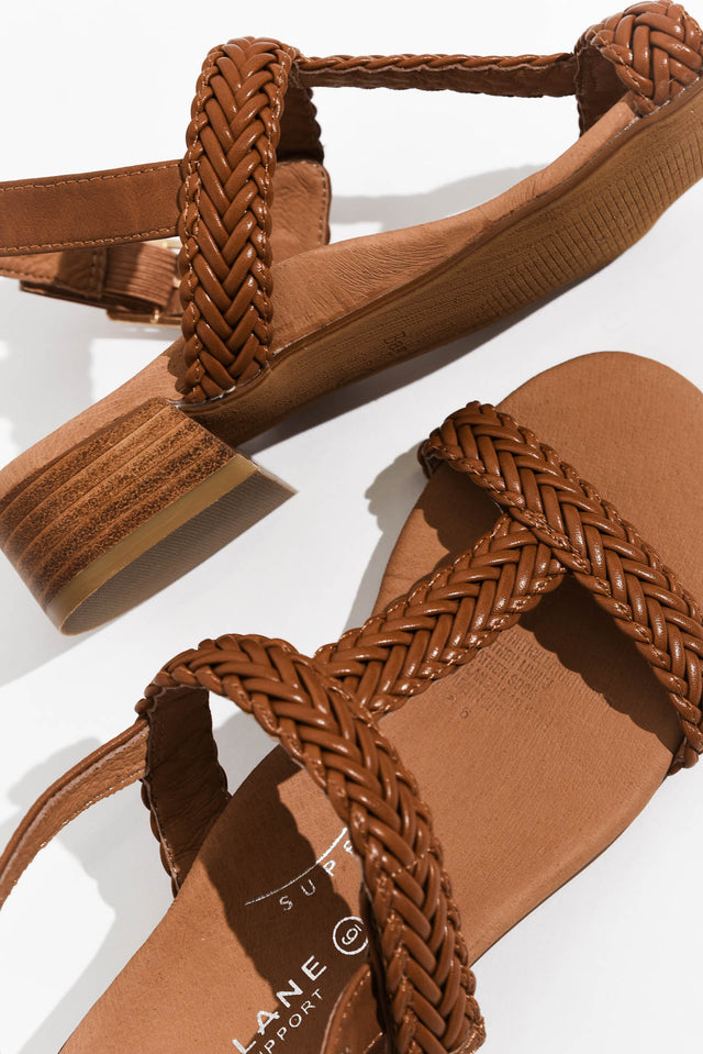 Damzel Tan Leather Woven Sandal image 5