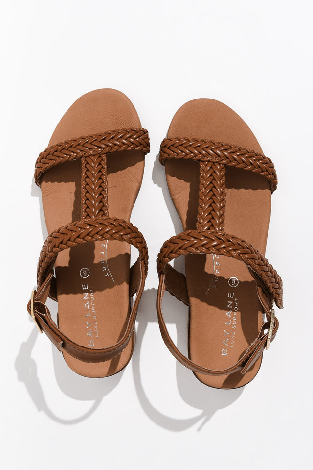 Damzel Tan Leather Woven Sandal image 4