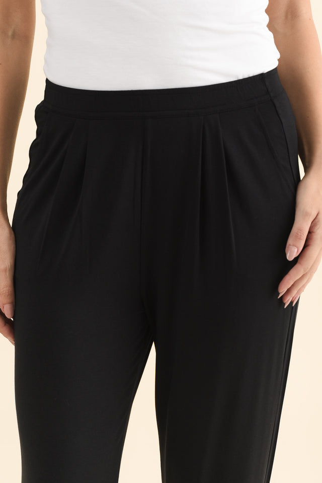 Dana Black Micro Modal Pants,Brunette model,alt text|model:MJ image 7