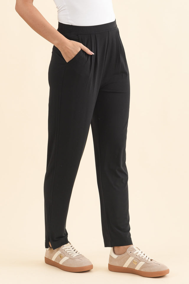 Dana Black Micro Modal Pants,Brunette model,alt text|model:MJ image 5