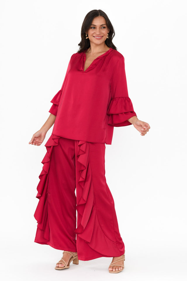 Dancer Red Ruffle Pants,Brunette model,alt text|model:Brontie image 9