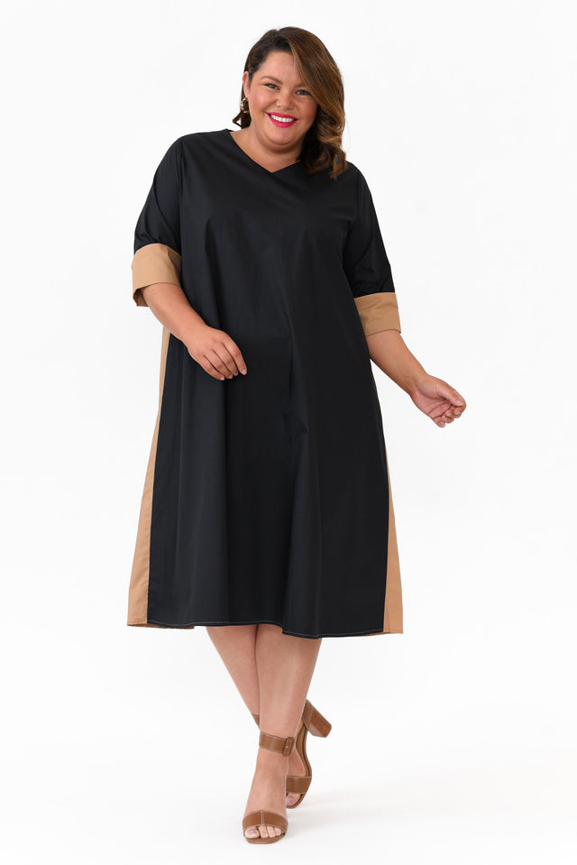 Dancy Black Splice Cotton Dress image 9