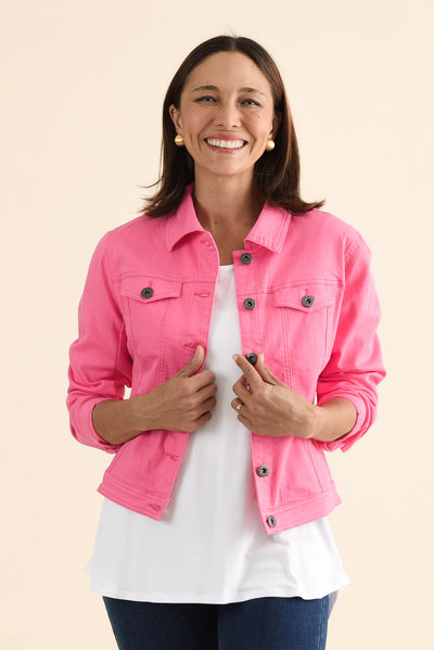 Danielle Hot Pink Stretch Jean Jacket
