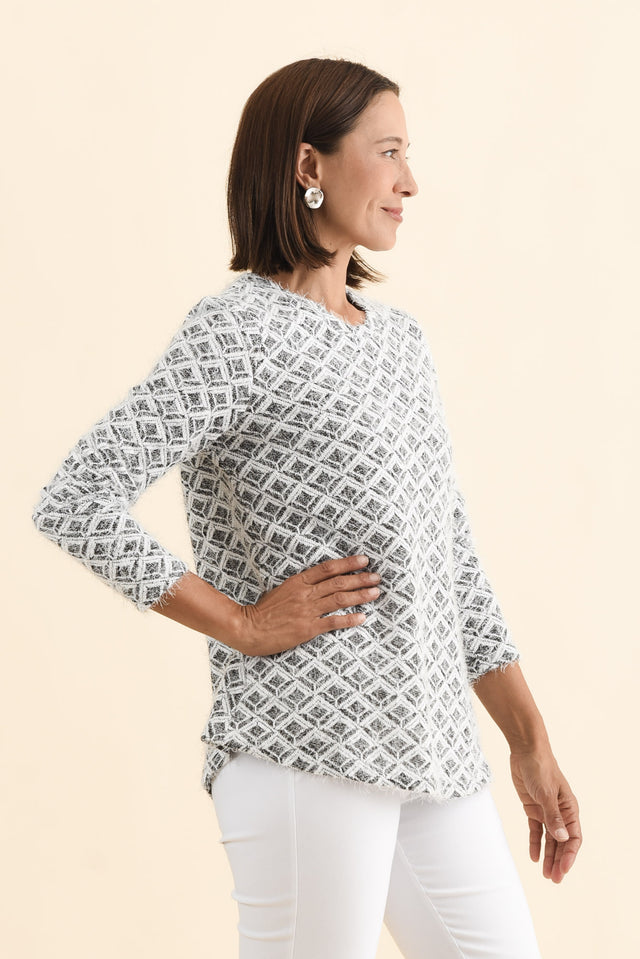 Darly Grey Geo Snood Jumper,Brunette model,alt text|model:Cara image 4