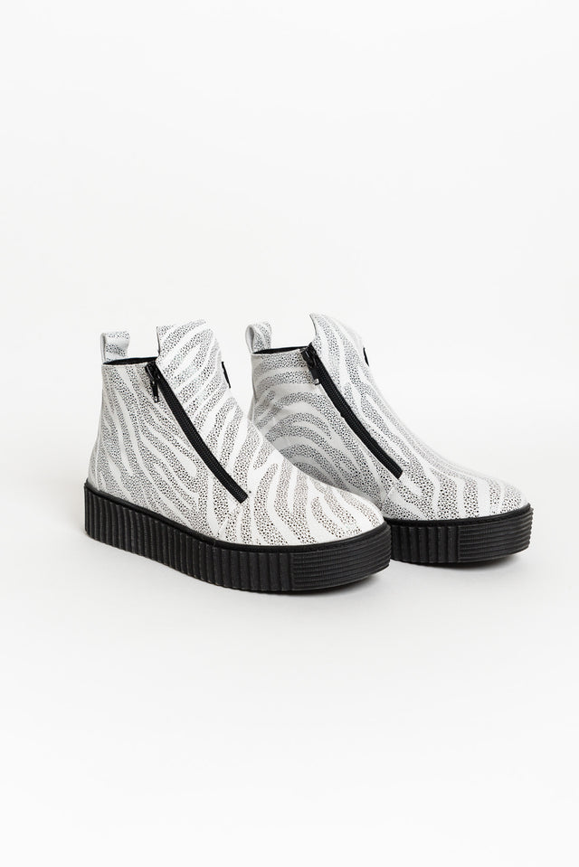Davith White Zebra Ankle Boot image 1
