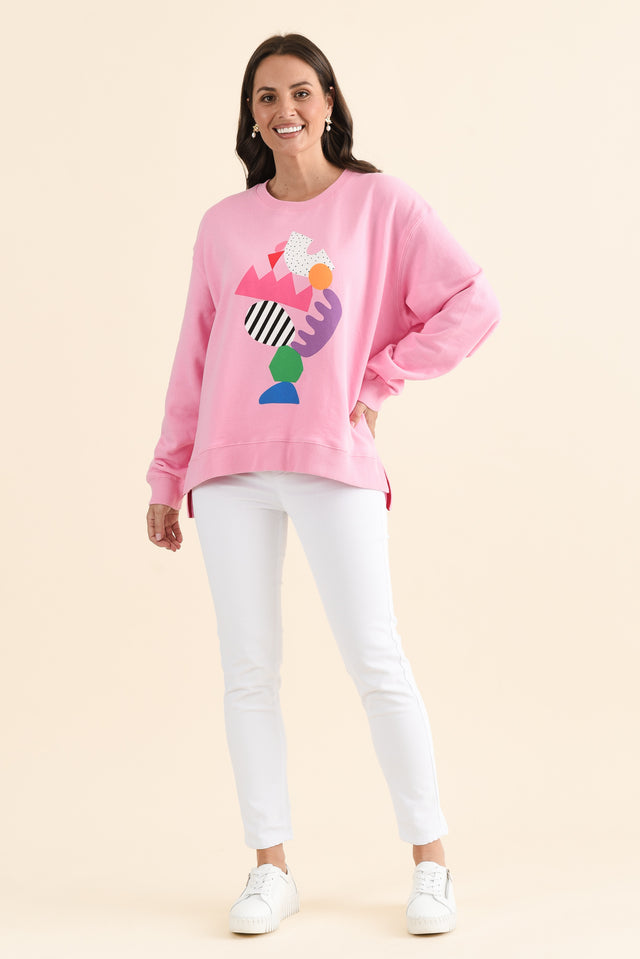 Deb McNaughton Pink Cotton Sweatshirt,brunette model,Full Outfit,alt text|model:MJ image 6