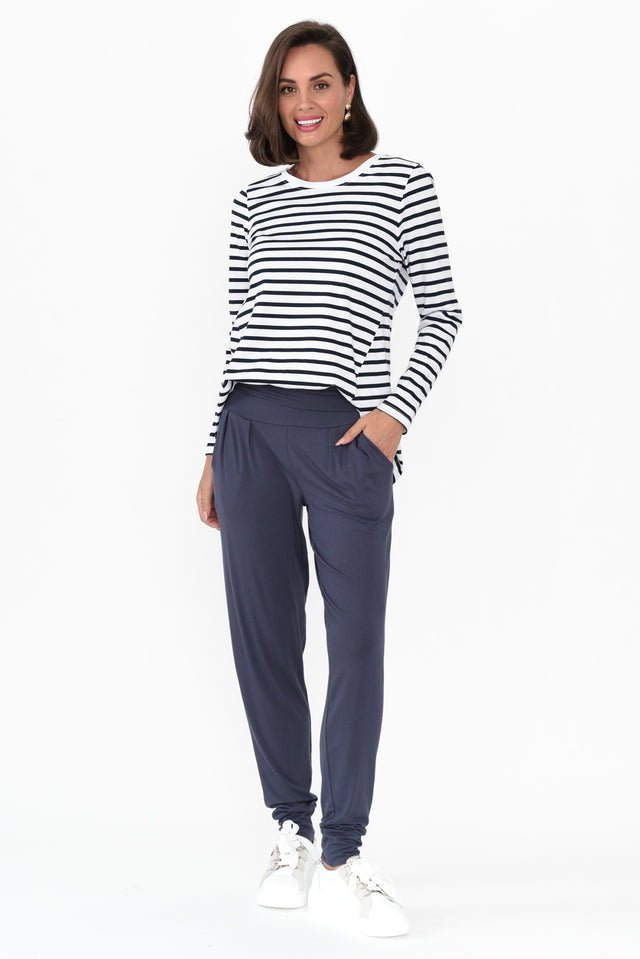 Deep Blue Bamboo Soft Slouch Pants image 7