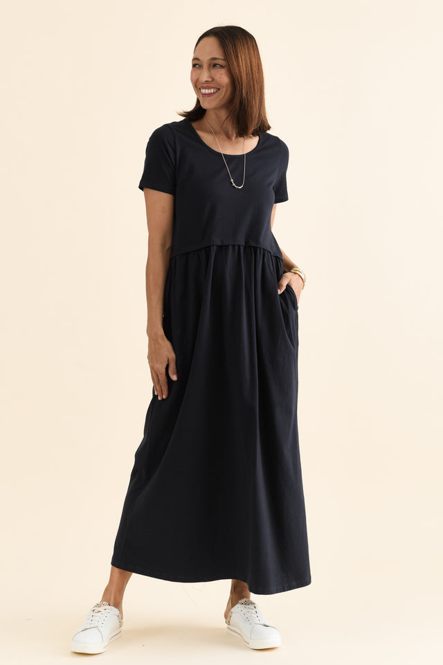 Deidra Black Cotton Pocket Dress