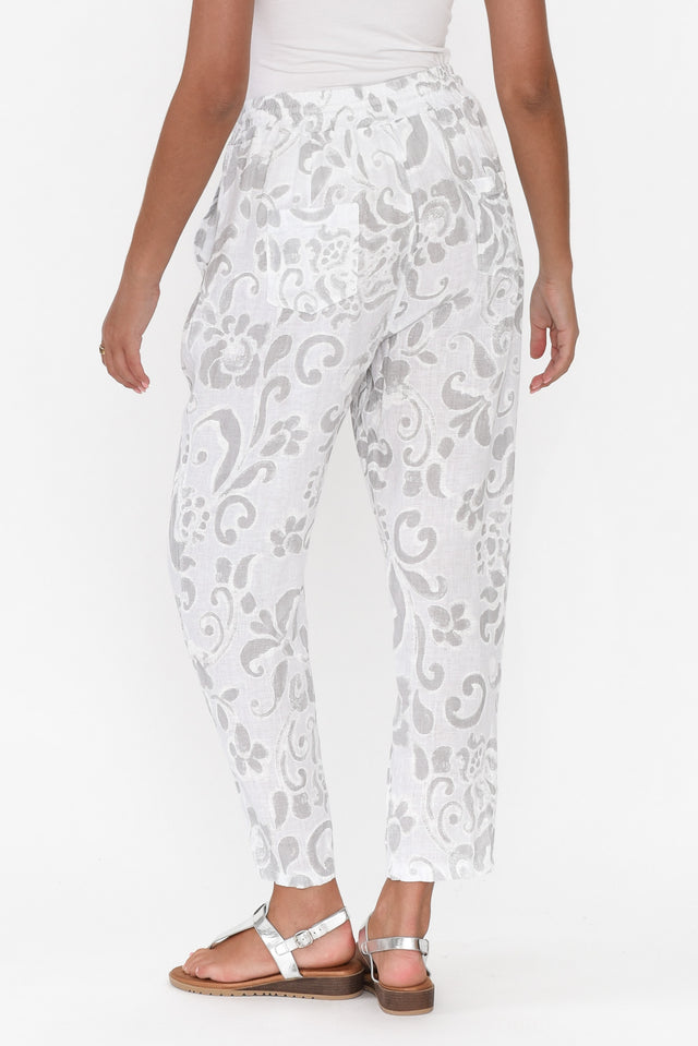 Delfina Grey Floral Linen Pants image 4